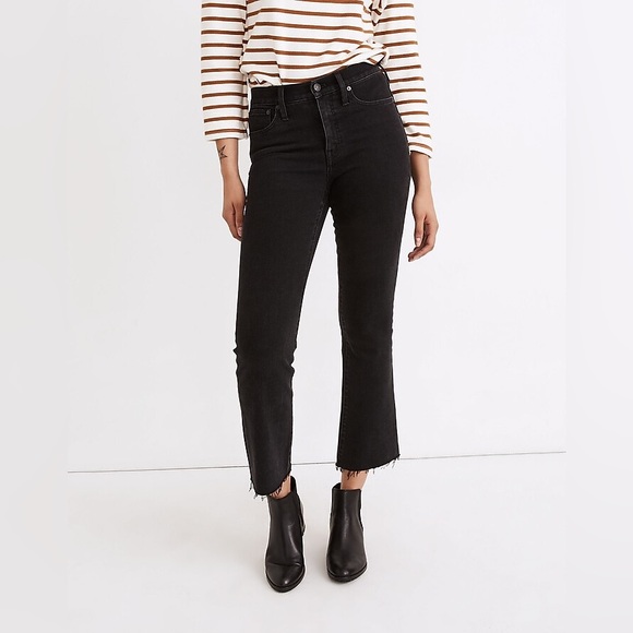 Madewell Denim - Madewell Women’s Cali Demi-Boot Jeans Edmunds Wash Raw-Hem Faded Black